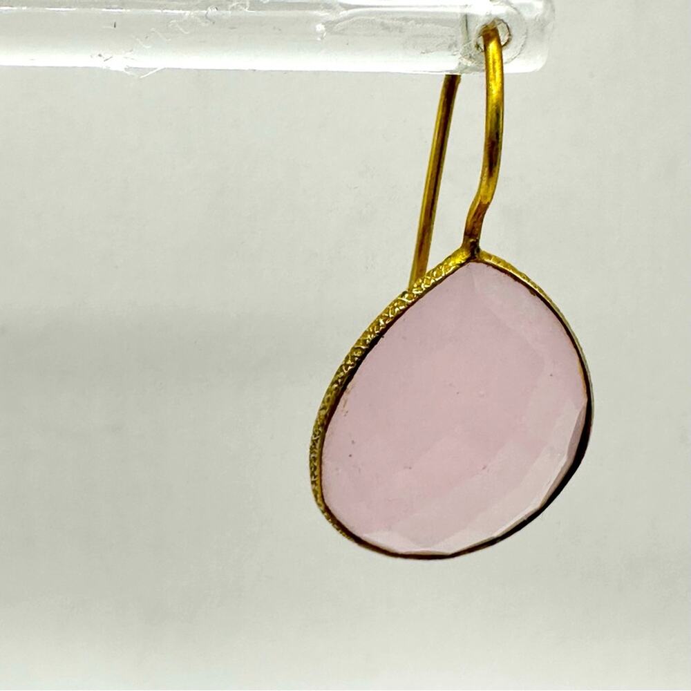 Pink Faceted Teardrop Gold Tone Earrings Drop Fashion Jewelry Preppy Oversized